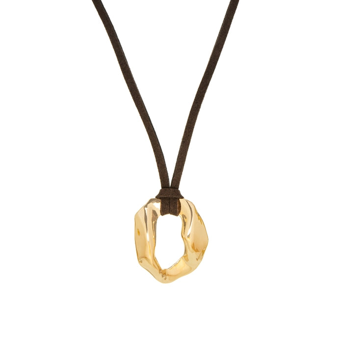 Suede Necklace with Circle Pendant