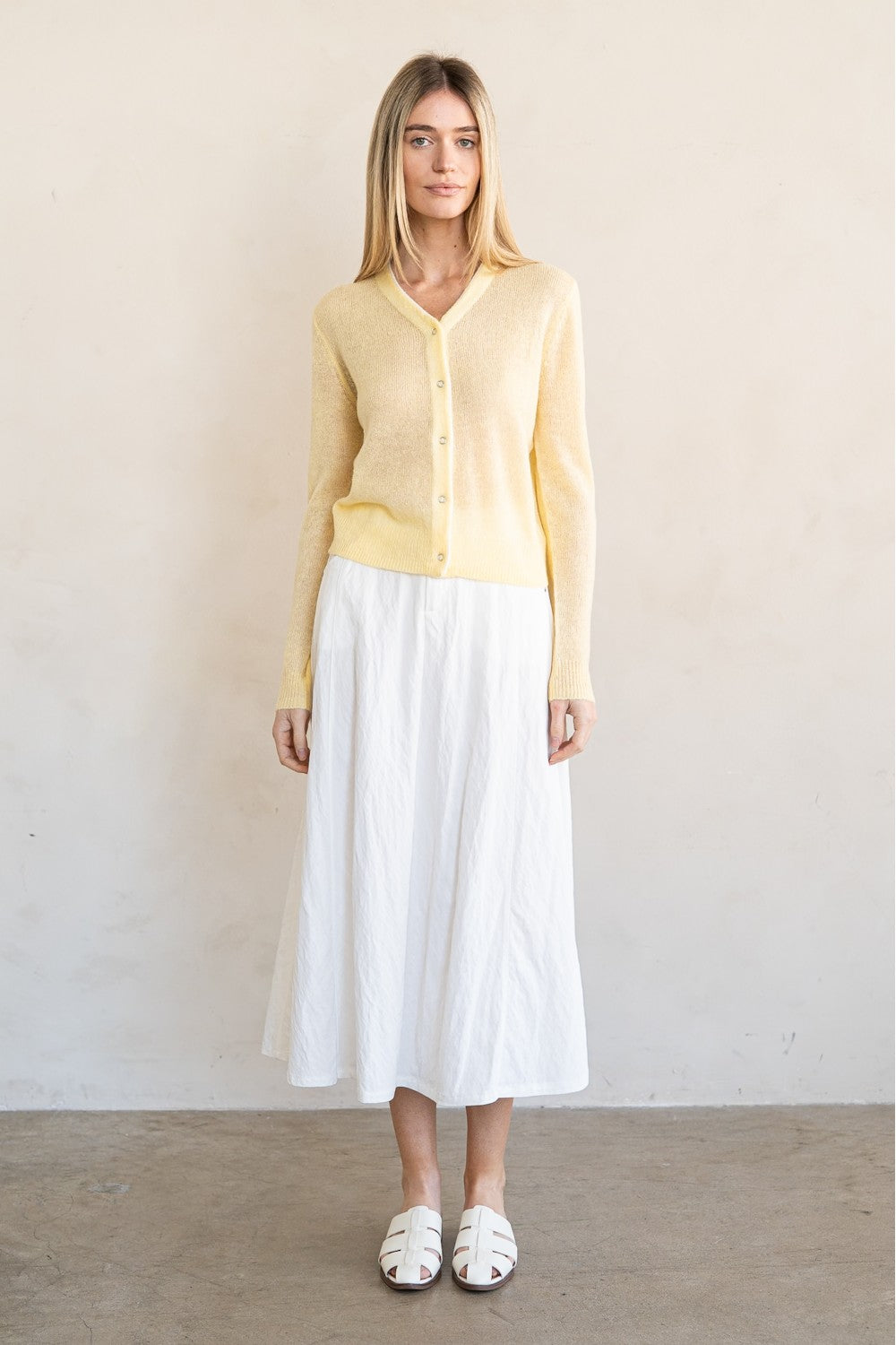 Snapbutton Cardigan in Butter Yellow
