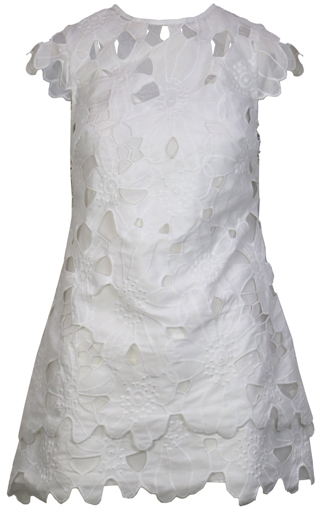 Greta Eyelet Mini Dress in White