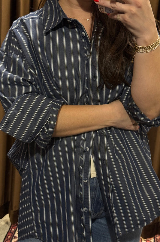 Stripe Poplin Oversize Buttondown