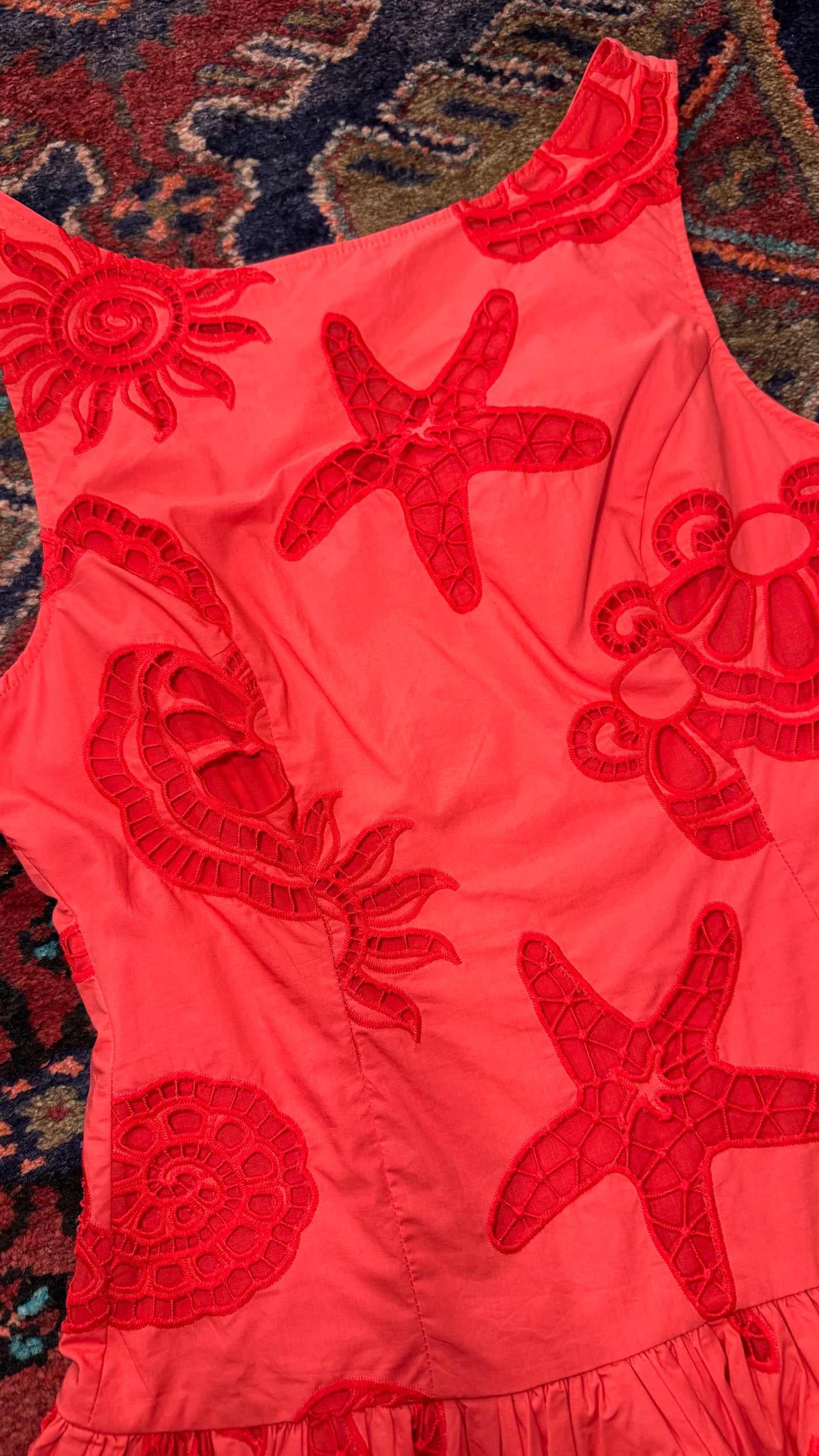 Seaside Drop Waist Mini Dress in Red