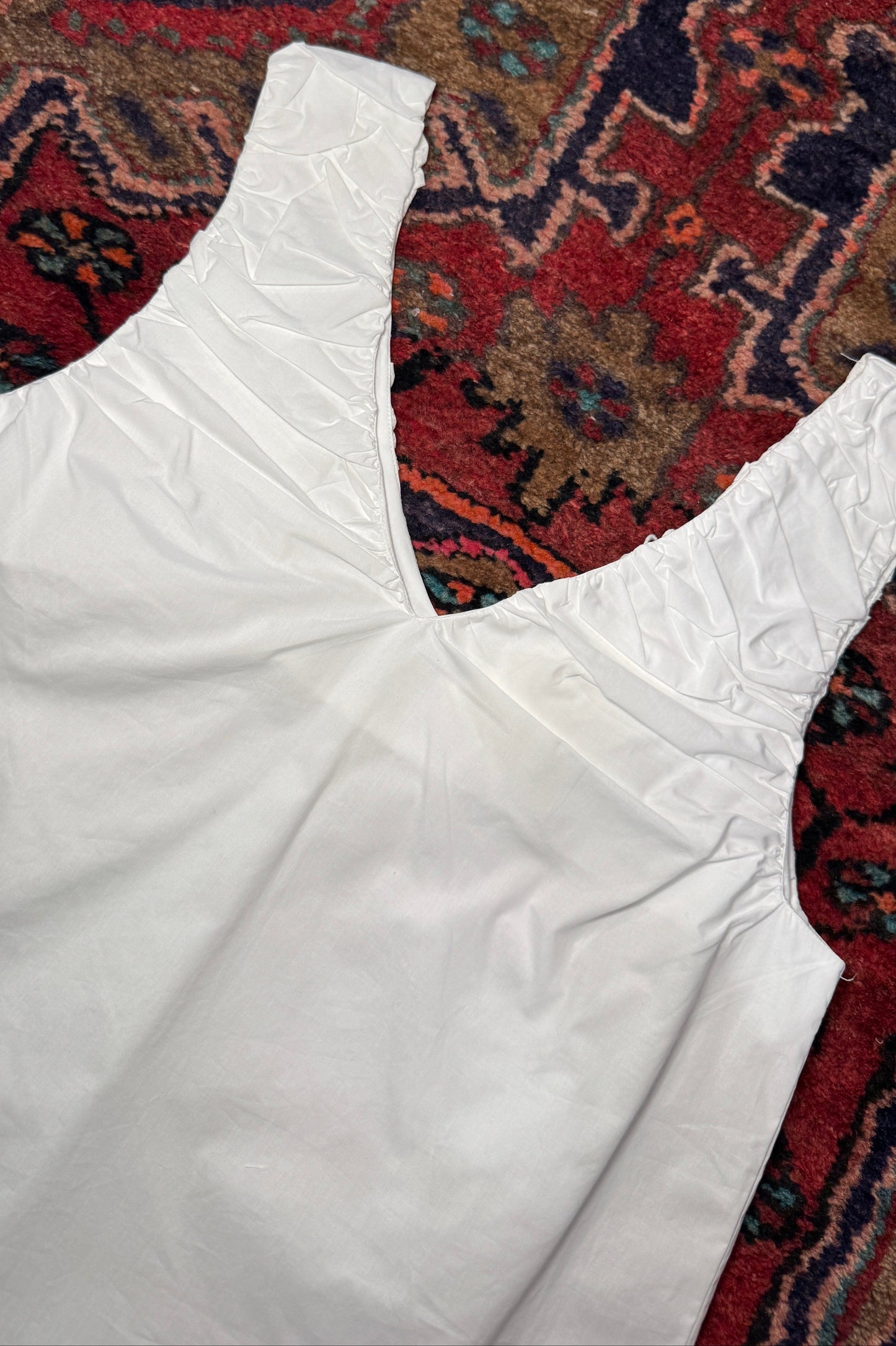 Grace Off White Sleeveless Ruched Top
