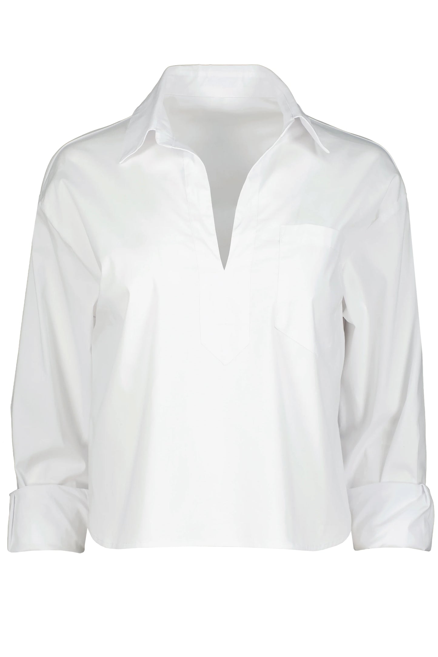 Casey Poplin Pullover in White