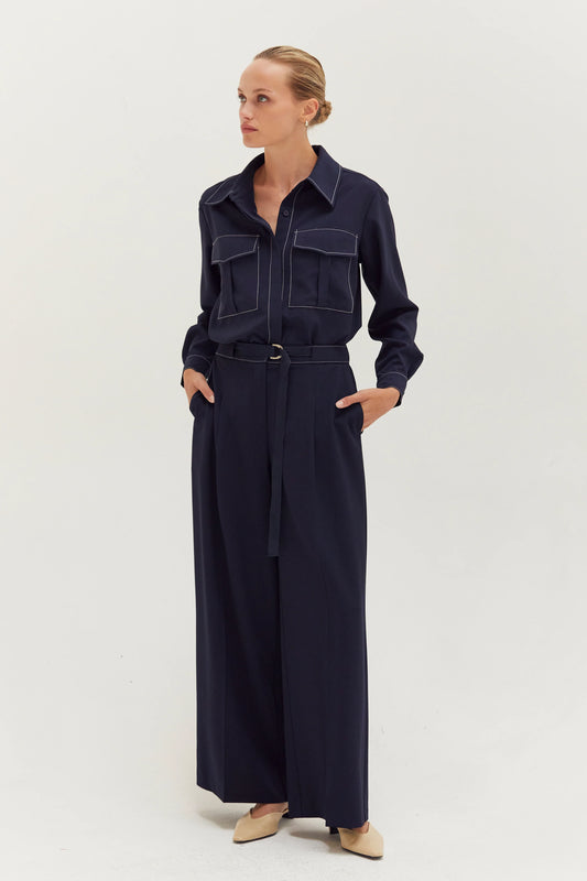 Kaia Contrast Stitch Button Down