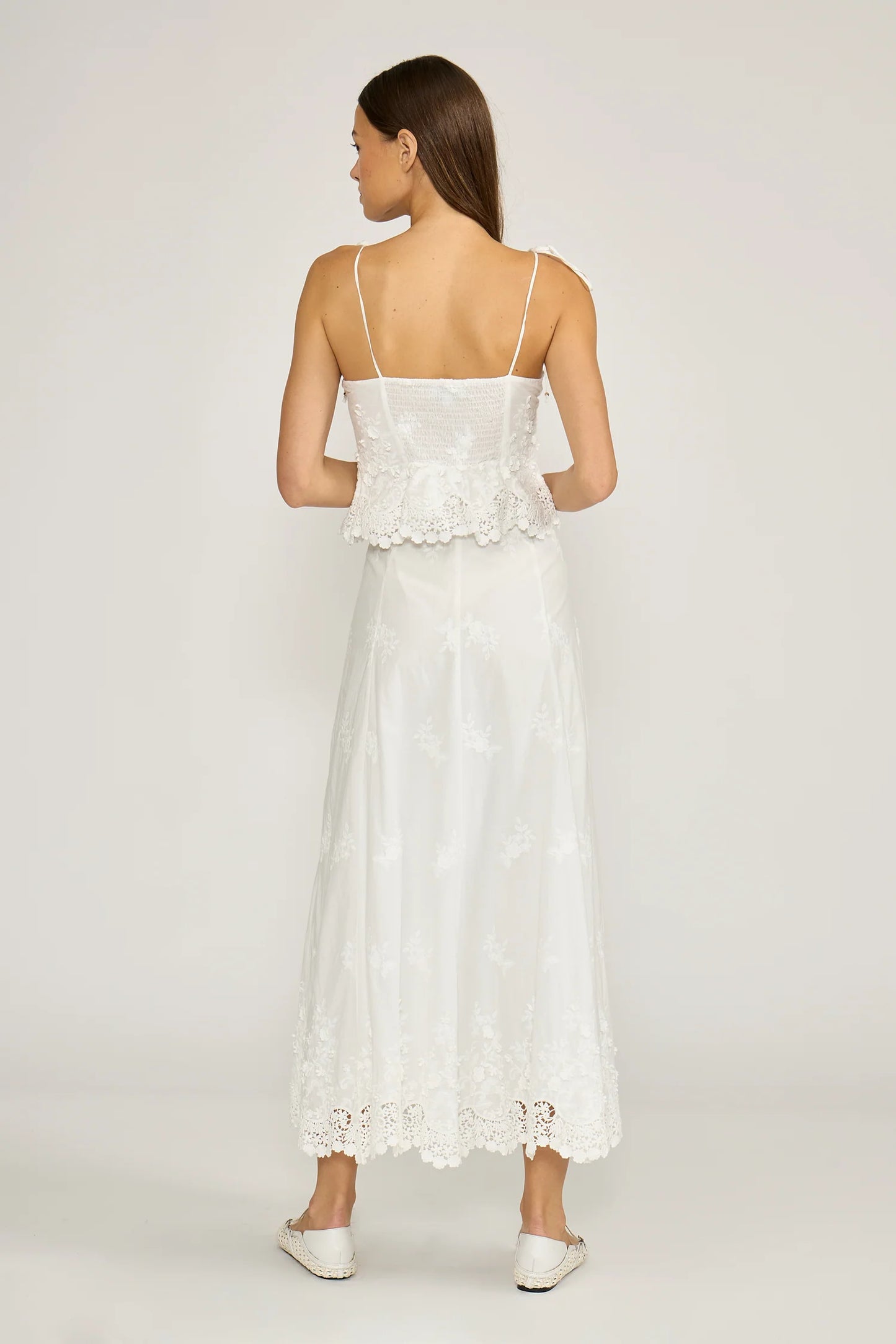 Alice Eyelet Tie Top in White