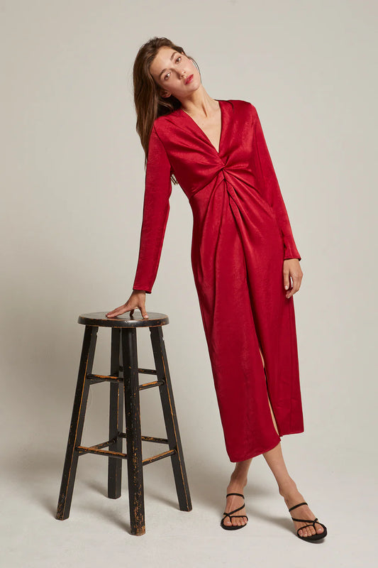 Monique Satin Front Twist Dress