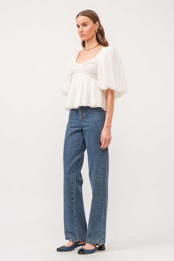 Lily Smocked Puffed Sleeve Blouse