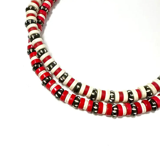 Wilson Necklace in Cream + Red