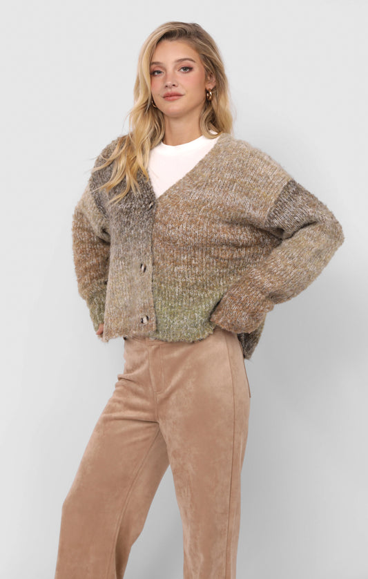 Olive + Brown Ombre Cardigan