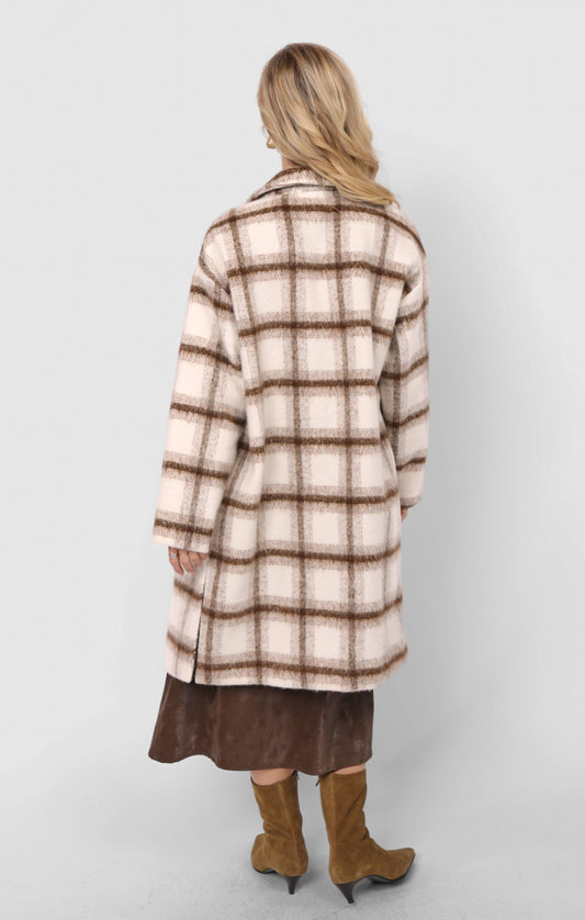 Emily Box Plaid Long Coat
