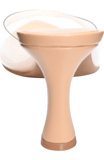 Yarah Pointed Toe Heel in Clear + Nude