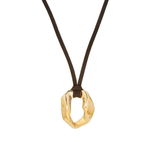 Suede Necklace with Circle Pendant