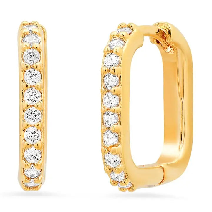 Pavé Square Huggie Earrings