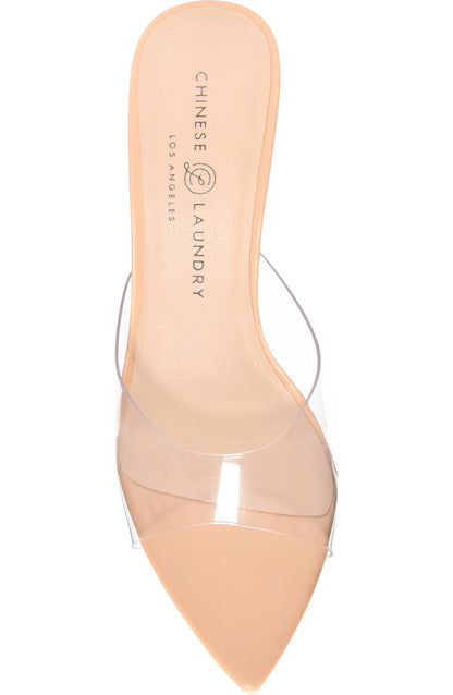 Yarah Pointed Toe Heel in Clear + Nude