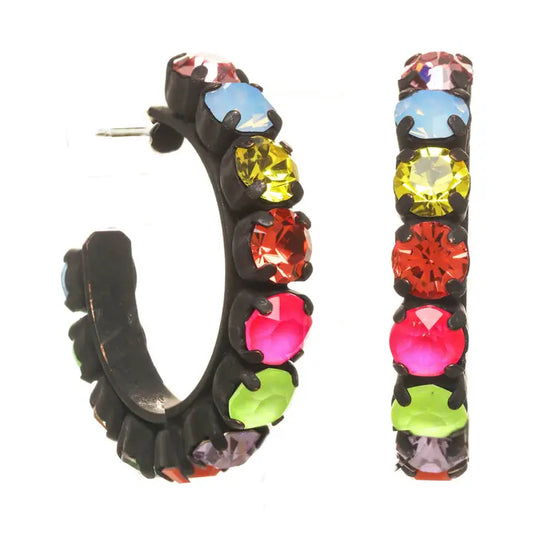 Jubilee Hoops in Black + Neon Rainbow