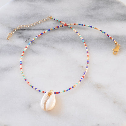 Cowrie Shell Choker Necklace in Pop Mix