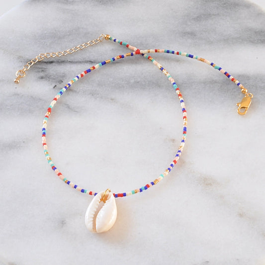 Cowrie Shell Choker Necklace in Pop Mix