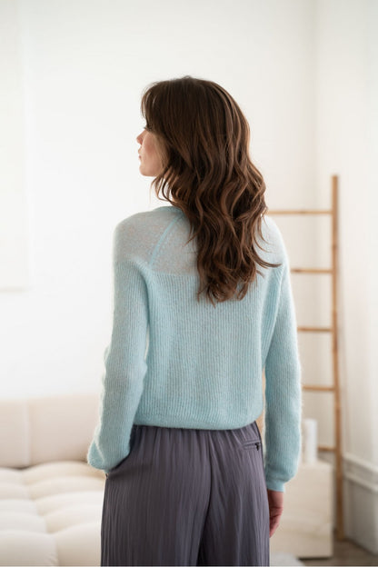 Mohair Sweater Cardigan in Baby Blue
