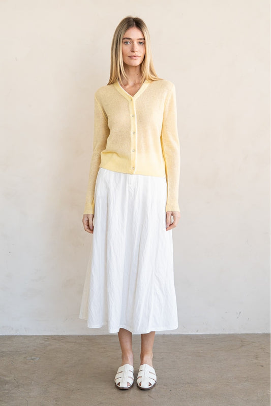 Snapbutton Cardigan in Butter Yellow