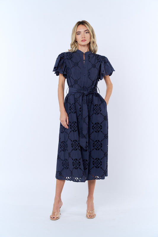 Willa Flounce Sleeve Belted Sundress