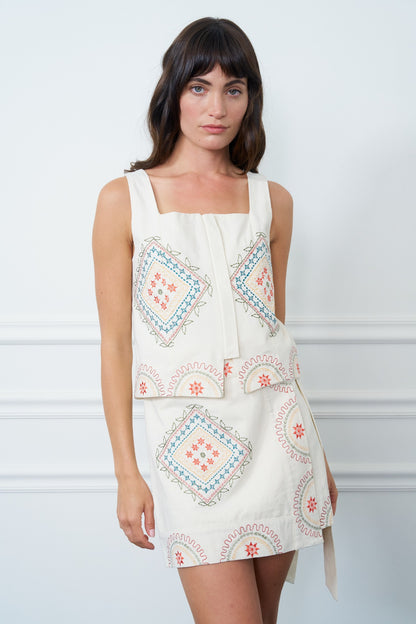 Amahle Embroidered Top with Side Ties