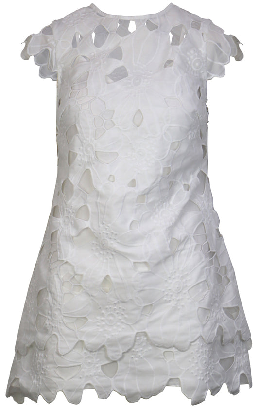 Greta Eyelet Mini Dress in White