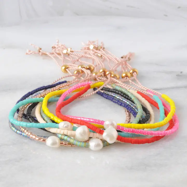 Pearl Accent Beaded String Bracelet