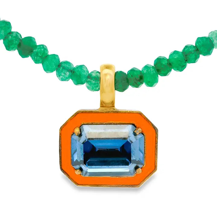 Dakota Necklace in Emerald, Orange, and Blue