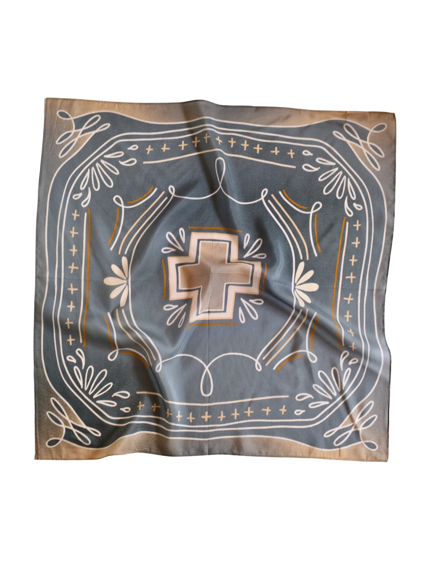 Western Scarf Bandana - Blue Geometric