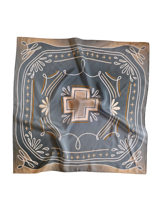 Western Scarf Bandana - Blue Geometric