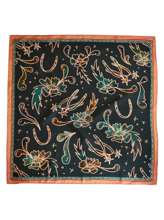 Western Scarf Bandana - Teal Spurs