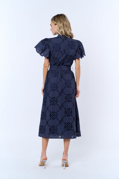 Willa Flounce Sleeve Belted Sundress