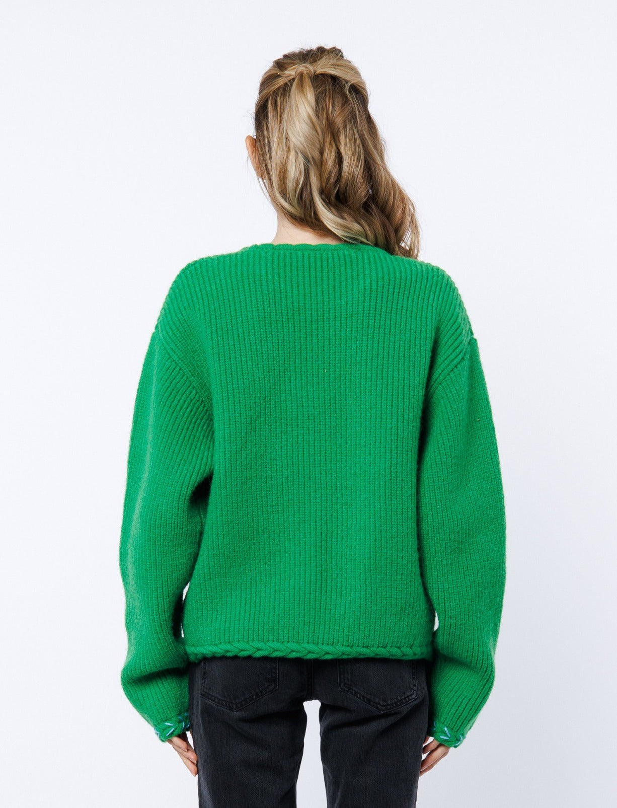 Emerald Patched Pocket Sweater