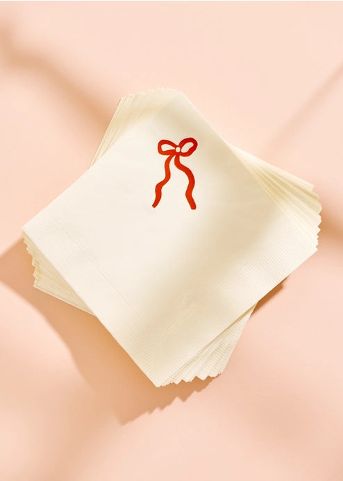 Red Bow Cocktail Napkins