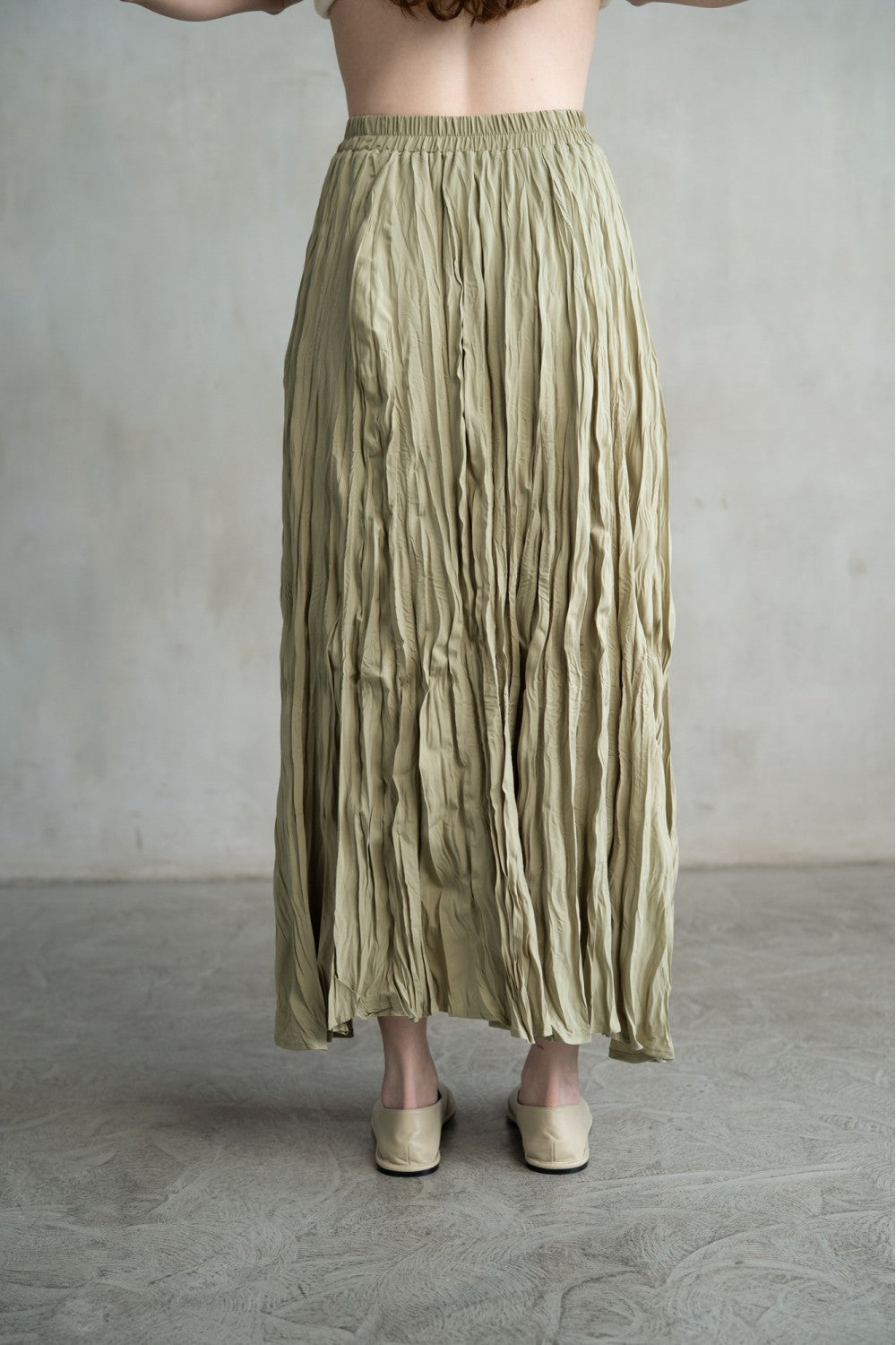 Crinkle Maxi Skirt in Sage Green