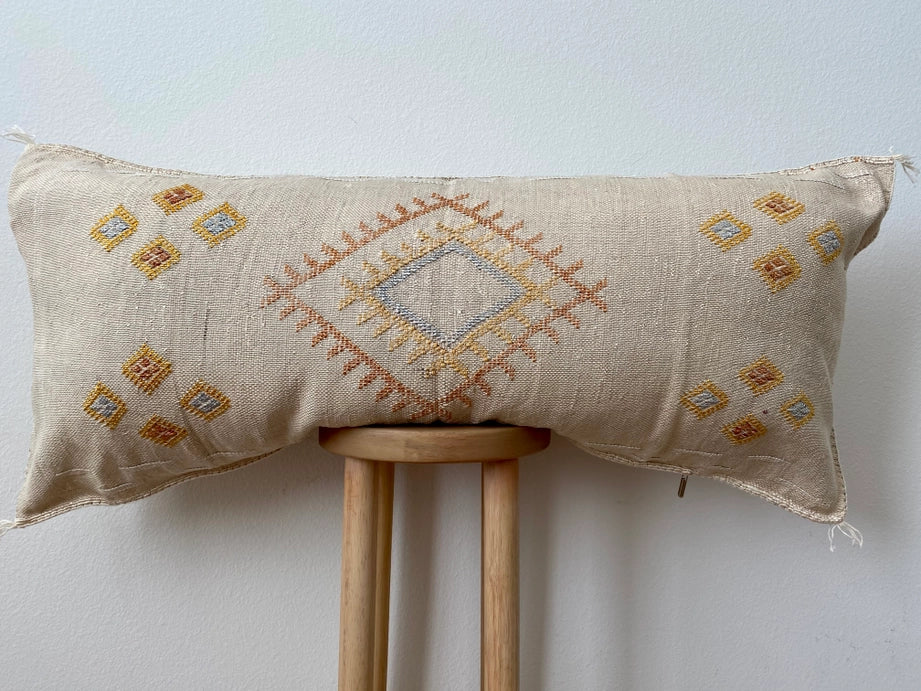 Silk Sabra Lumbar Pillow Sham in Stone