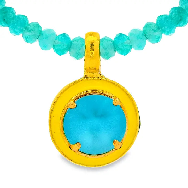 Dakota Necklace in Teal, Yellow, and Aquamarine