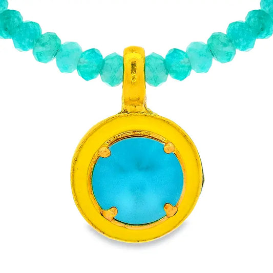 Dakota Necklace in Teal, Yellow, and Aquamarine
