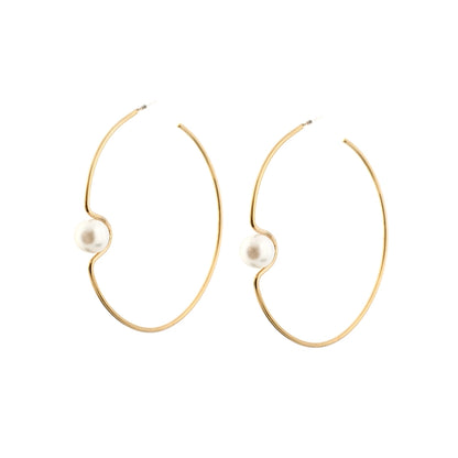 Large Pearl Inset Hoop