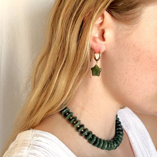 Jade Star Huggie Earrings