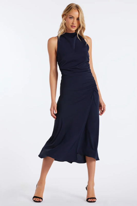 Elle Halter Dress in Indigo