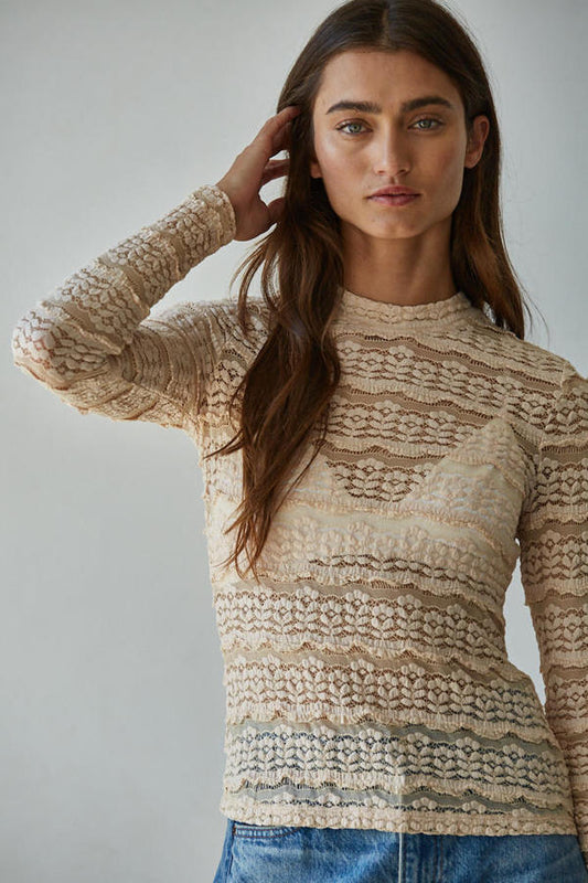 Adele Lace Top in Beige
