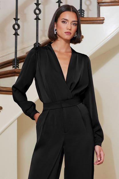 Fluid Satin Blouse in Black