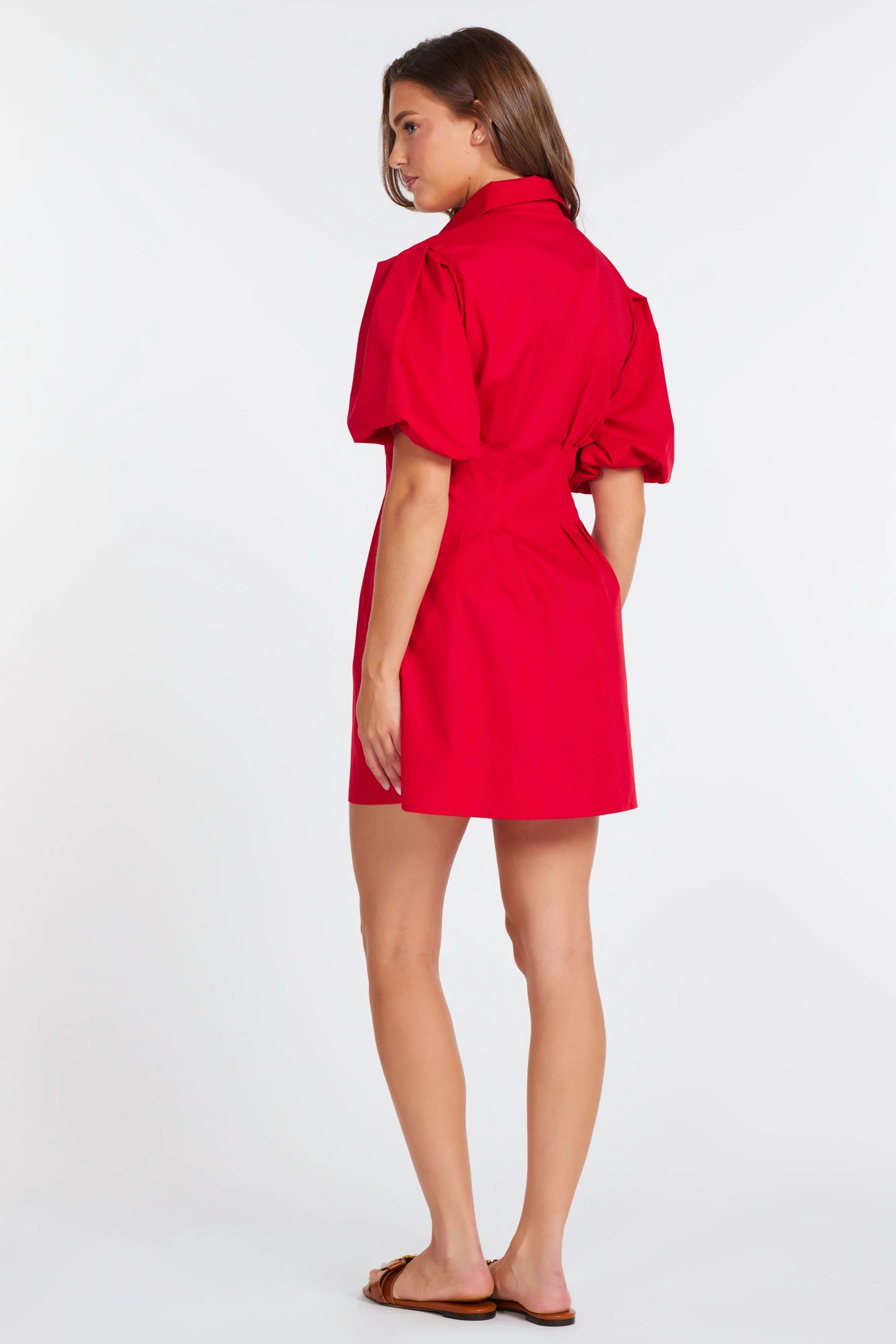 Jacqueline Bubble Sleeve Dress in Cherry Red
