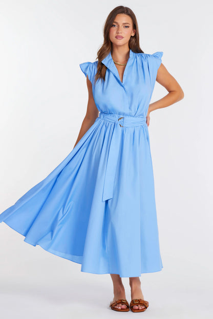 Camryn Flutter Sleeve Top in Azure