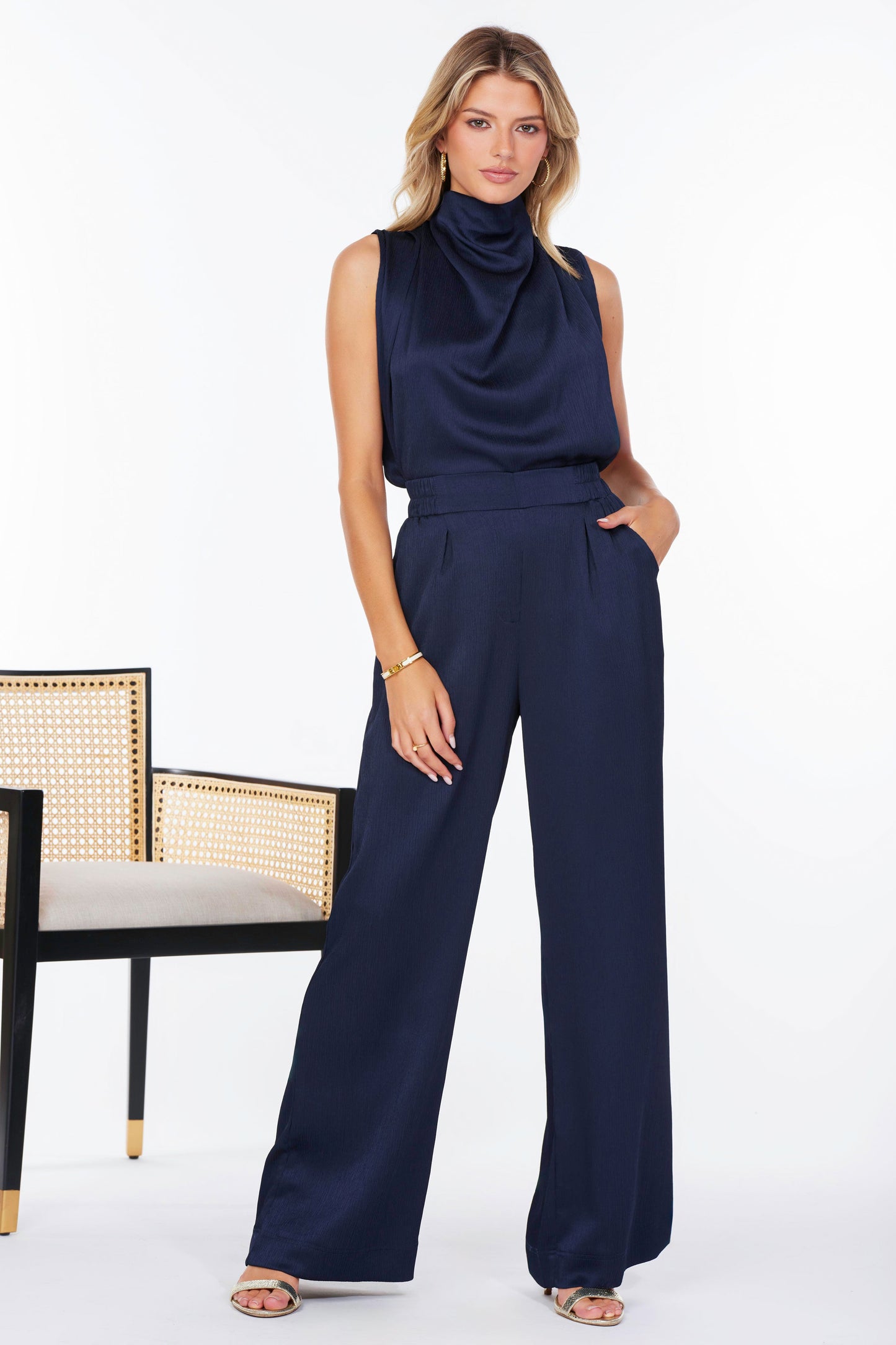 Beckette Plisse Top in Indigo
