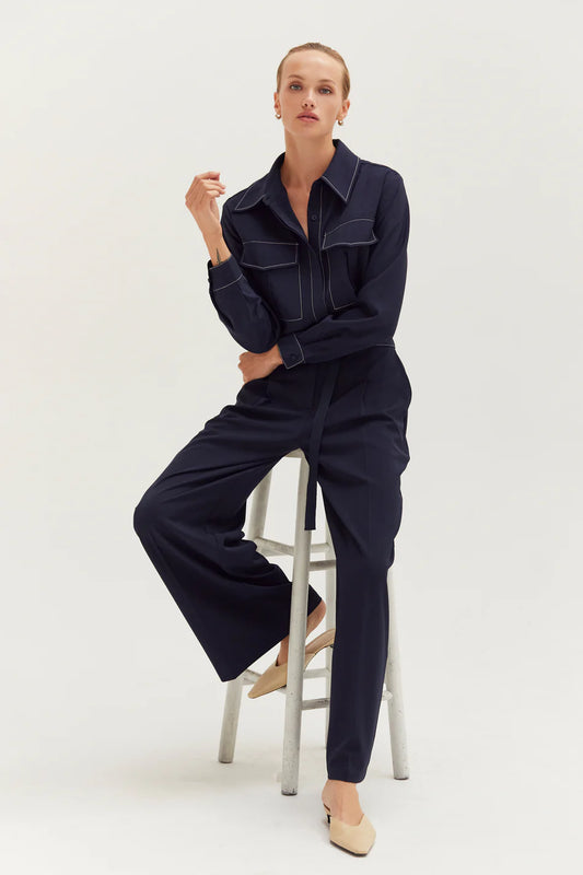 Kaia Contrast Stitch Button Down