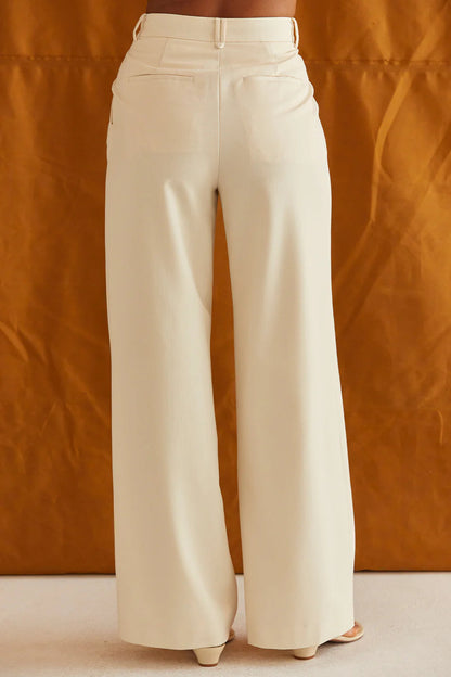Asher Pleated Trousers in Cream