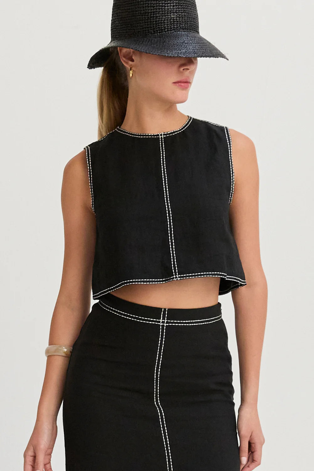 Kiara Embroidery Stitch Linen Top