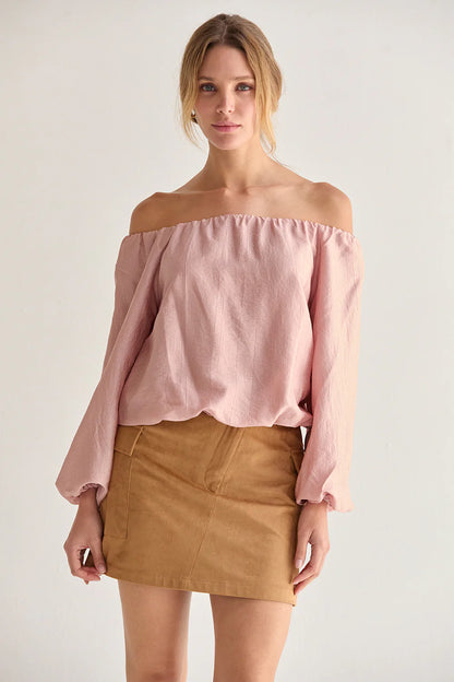 Liana Off-Shoulder Crinkle Blouse